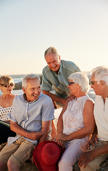 group of seniors smiling in group retirement future ma